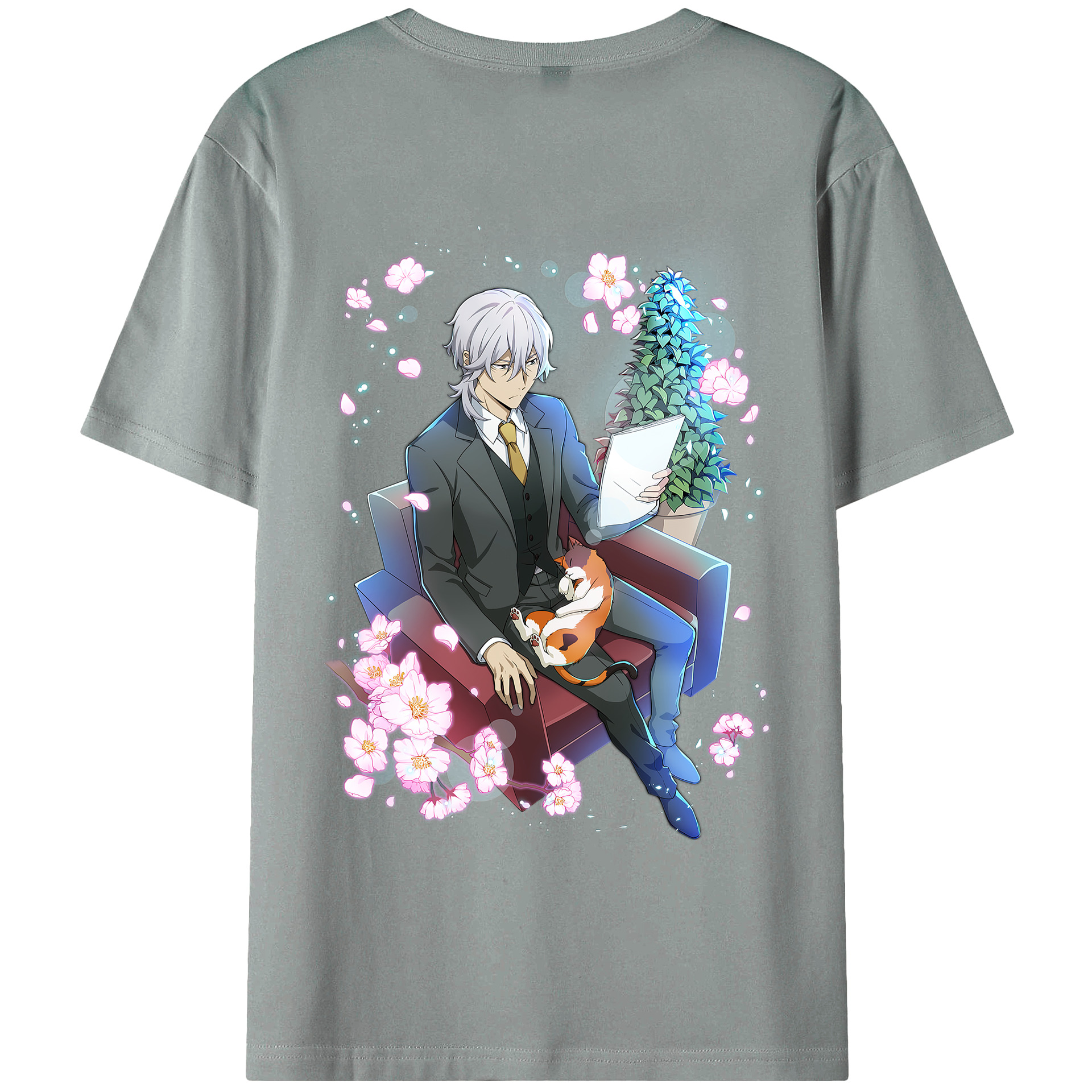 （画像用） 文豪ストレイドッグス Bungo Stray Dogs 綿100％ メンズ半袖Tシャツ（バックプリント） 通気性